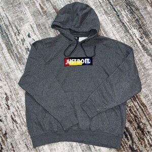 Nike Just Do It Pullover Sweatshirt Hoodie Charcoal Grey